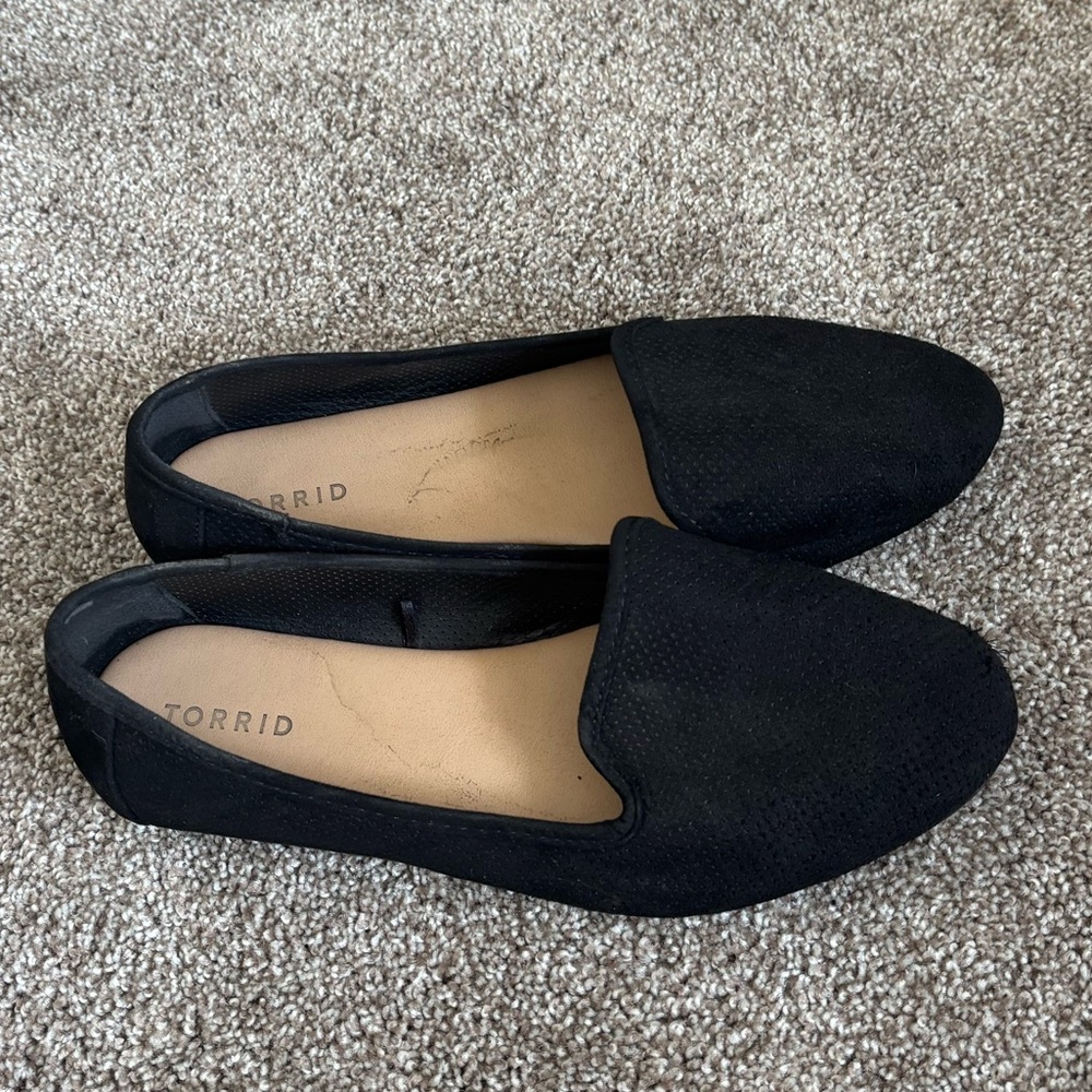 Black slip on flats , size 11 wide from torrid
